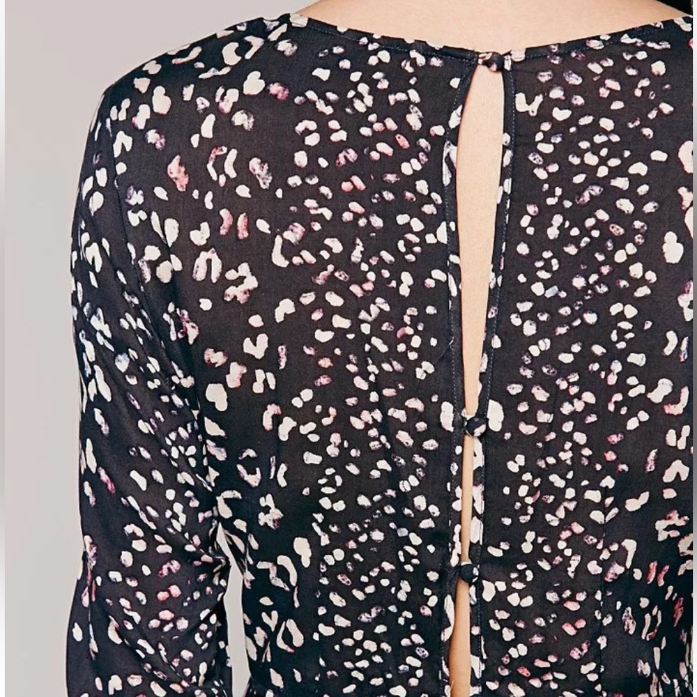 Free People First Kiss Black Animal Print Maxi Dress Gown XS - Picture 4 of 13